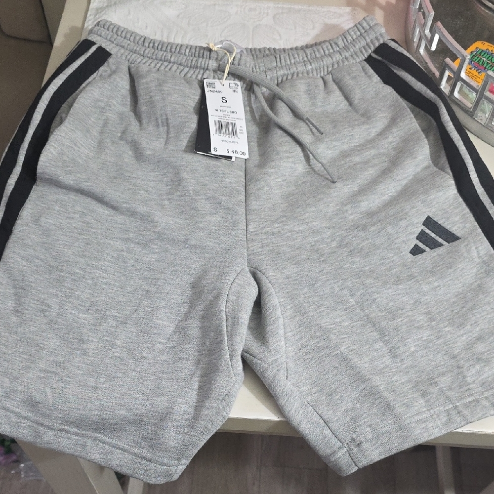 Adidas Heather Gray Shorts with Black Accents
